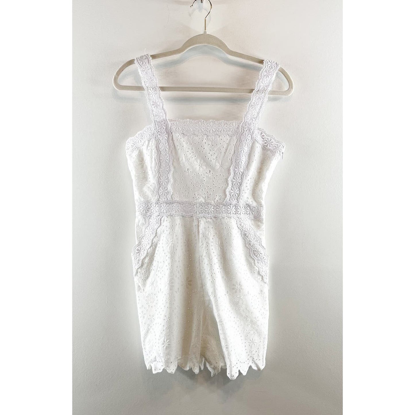 Charo Ruiz Ibiza Zuma Crocheted Lace Cotton Blend Jumpsuit Romper White Small