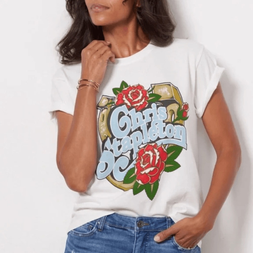 Daydreamer Short Sleeve Chris Stapleton Graphic Band Tee White XS