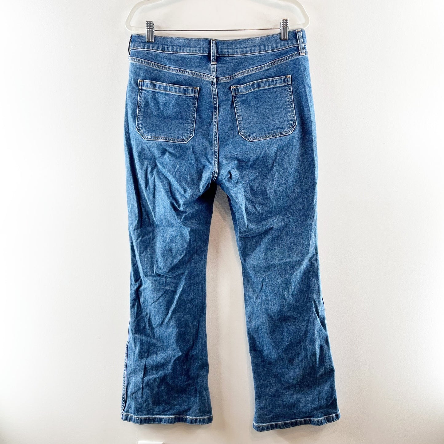 GAP High Rise 70's Flare Patch Pocket Jeans Blue 14 Petite
