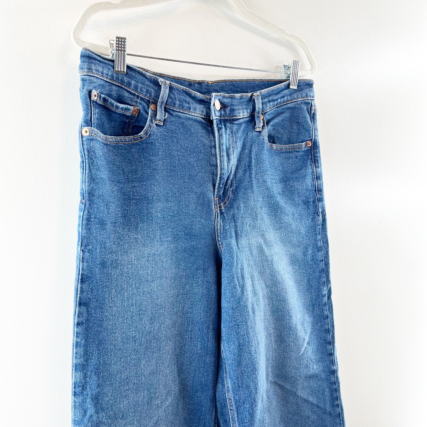 GAP High Rise Stride Wide Leg Jeans Medium Indigo Blue 32 / 14