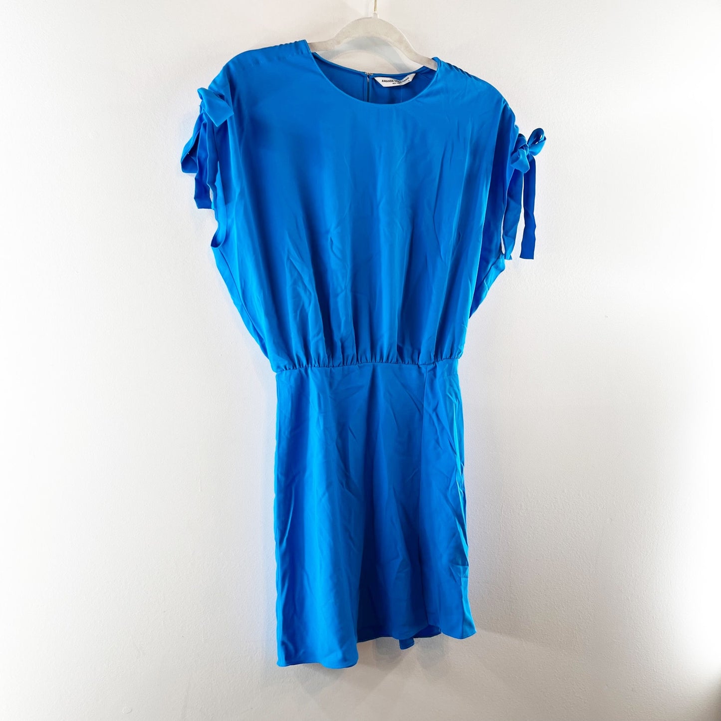Amanda Uprichard Olympus Bow Tie Shoulder Mini Dress Electric Blue XS