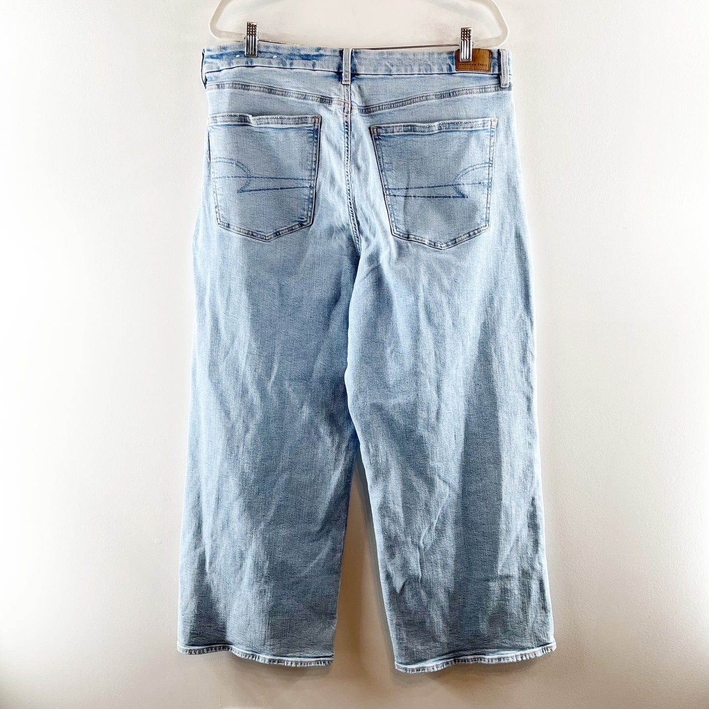 American Eagle Curvy Super High Rise Baggy Straight Jeans Blue 18 Short Petite