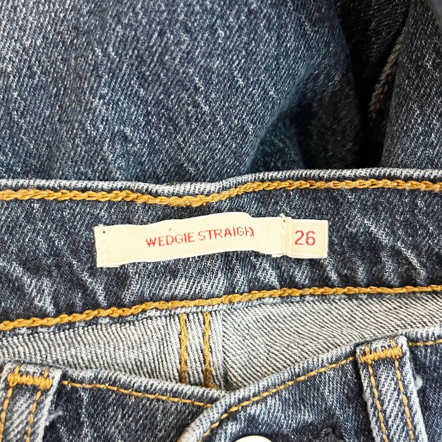 Levi's Wedgie Fit High Rise Straight Jeans Dark Wash Blue 26