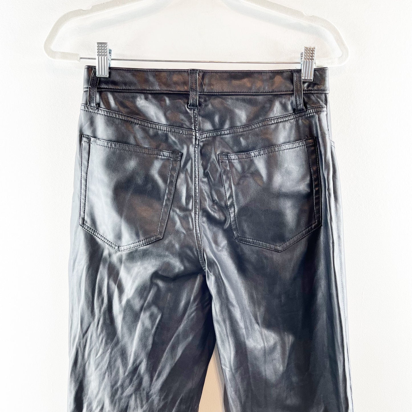Abercrombie & Fitch The 90's Straight Ultra High Rise Faux Leather Pants Black 8