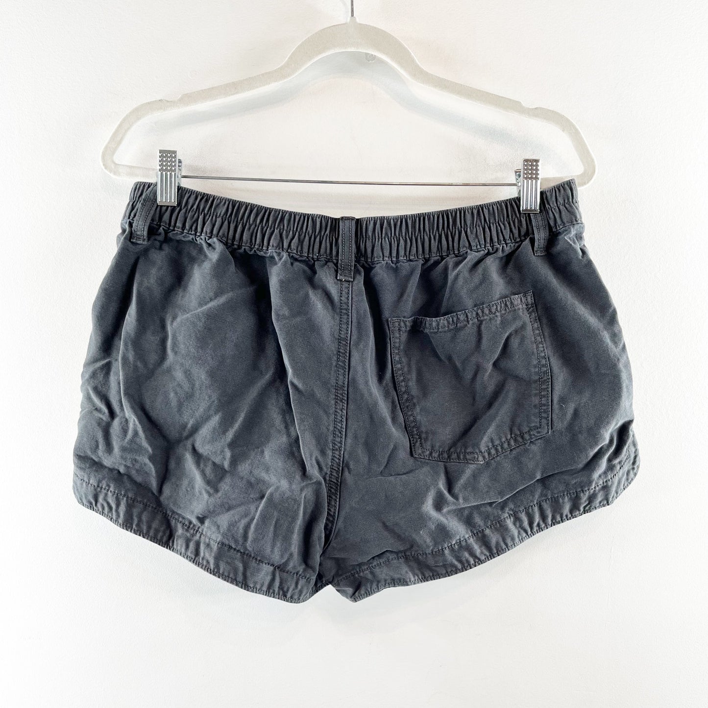 Aerie Stonewash Linen Blend Shorts Washed Black Gray Large