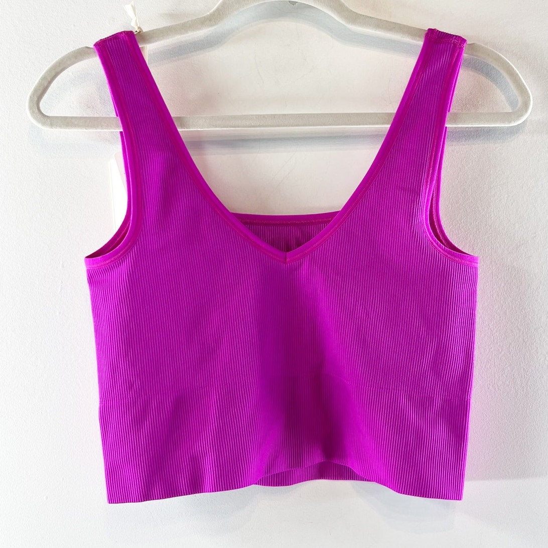 Athleta X Alicia Keys Aurora Ribbed Scoop Crop Tank Top Pink Medium