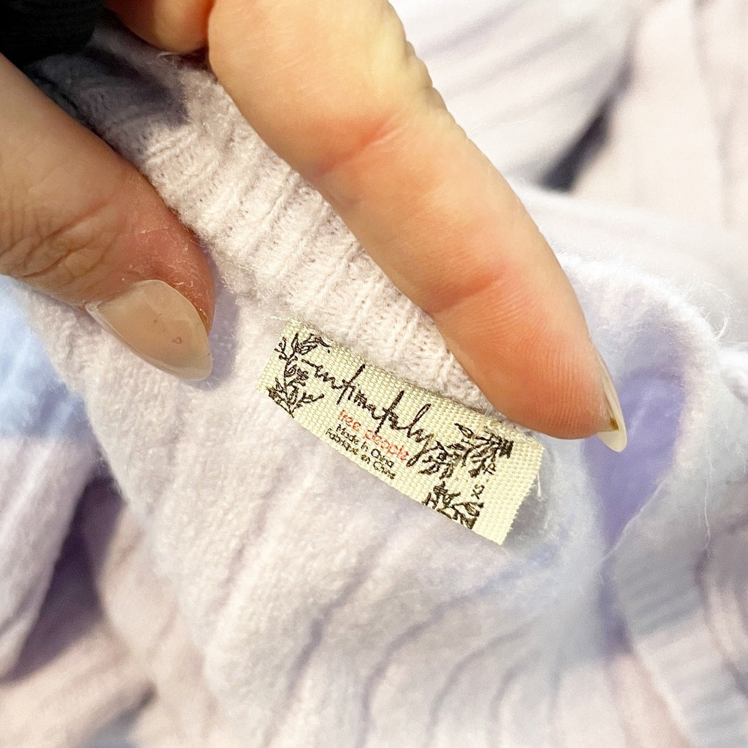 Free People Around the Clock Ribbed Long Sleeve Tunic Sweater Lilac Purple XS