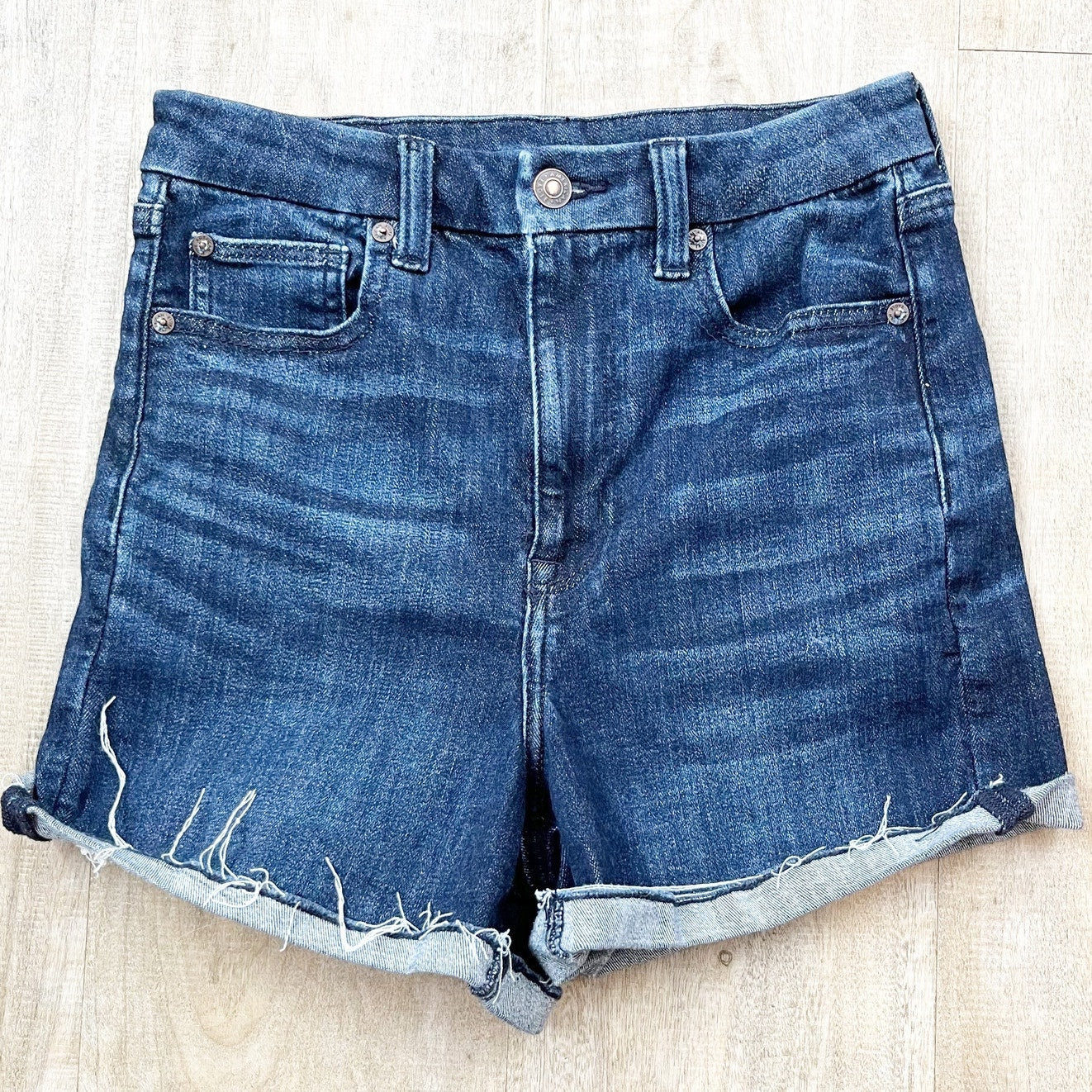 American Eagle Outfitters Ne(x)t Level Stretch Curvy Super Hi Rise Short Blue 6