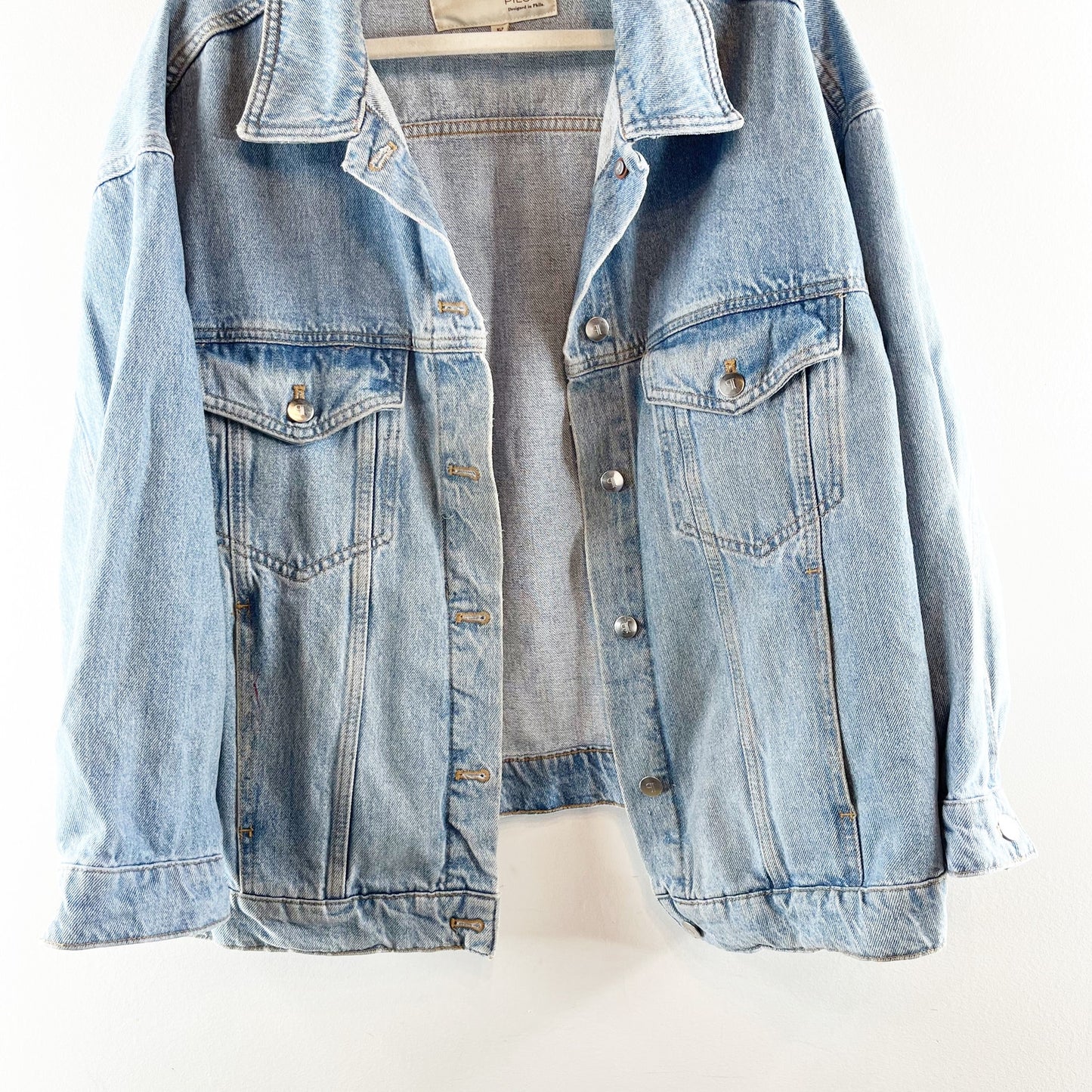 Pilcro Anthropologie The Western Denim Boyfriend Oversized Trucker Jacket XLP