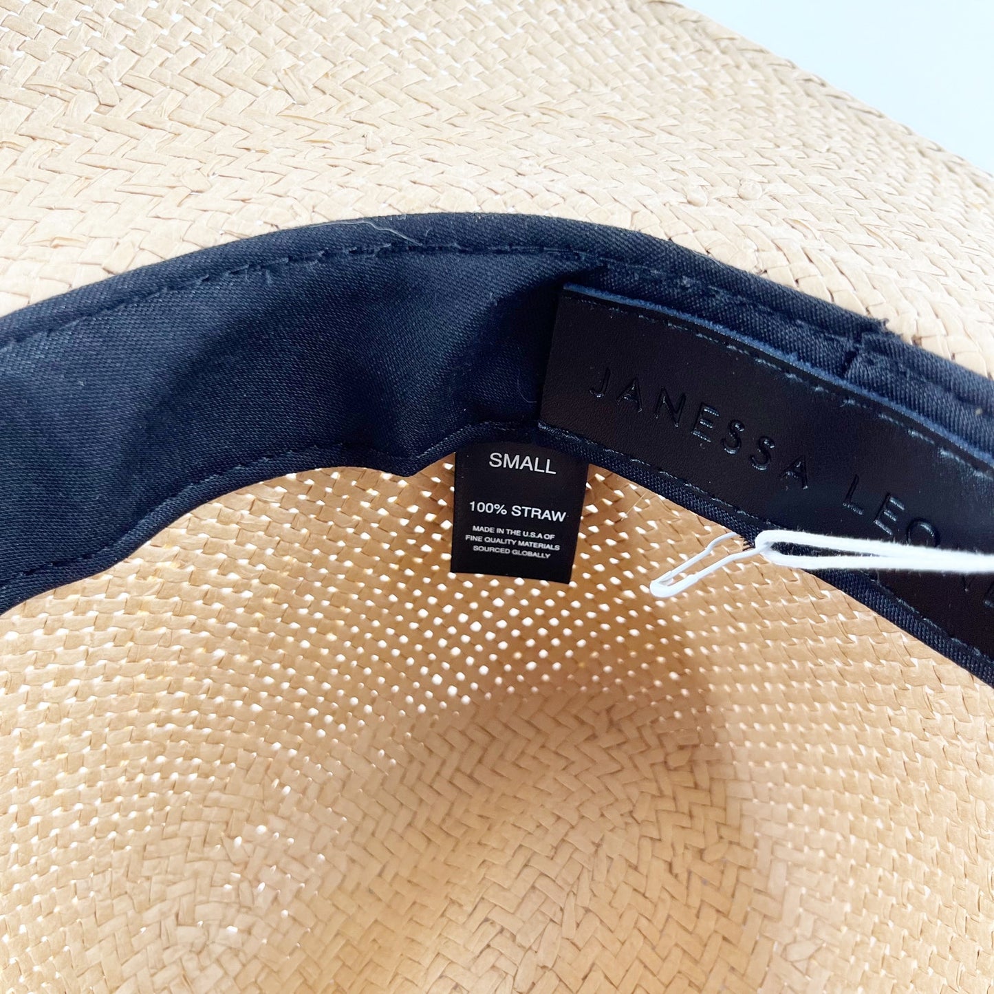 Janessa Leone Simone Woven Packable Straw Fedora Sun Hat Sand Beige Tan Small