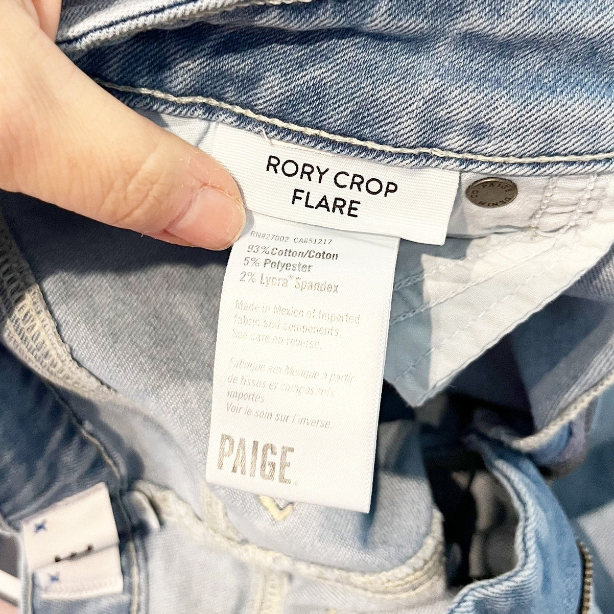 Paige Rory Cotton Blend Denim Frayed Hem Cropped Flare Jeans Blue 28 / 6