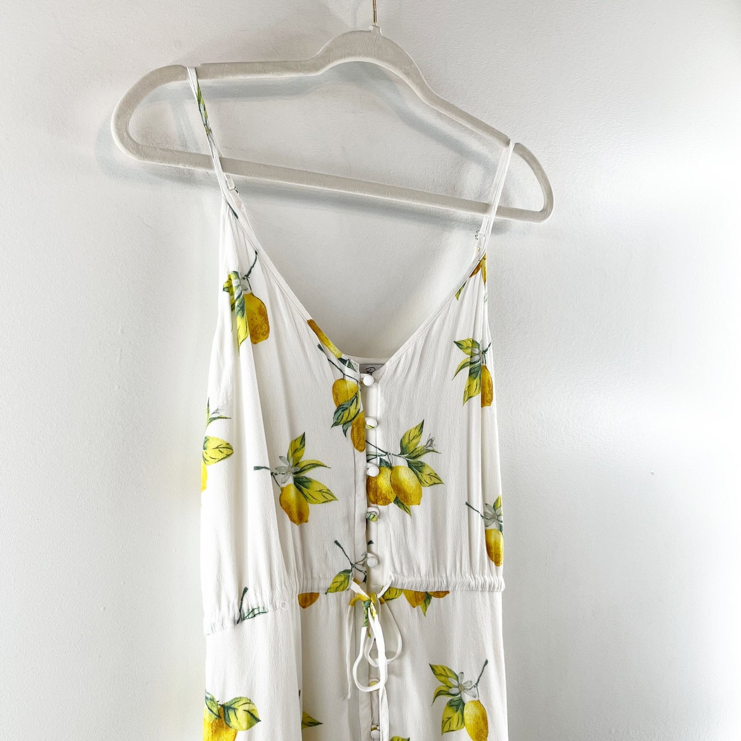 Rails Frida Citronnade Lemon Print Ruffle Hem Hi Low Midi Dress White XS