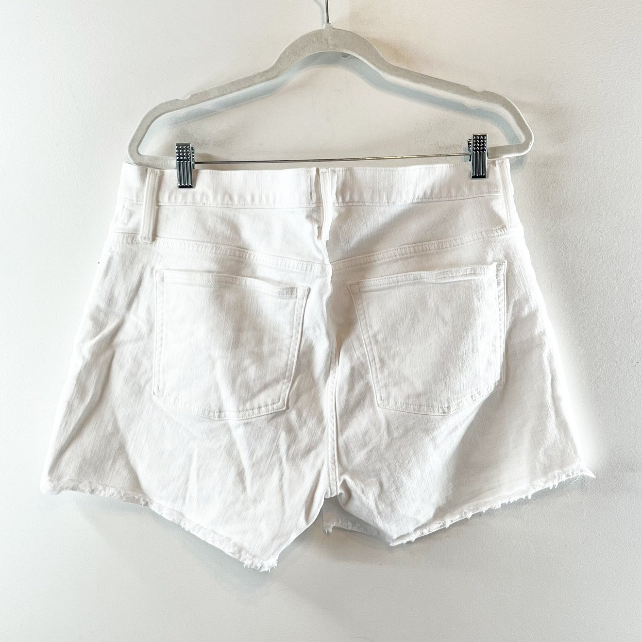 J. Crew High Waisted Frayed Hem Denim Jean Shorts White 33 / 16