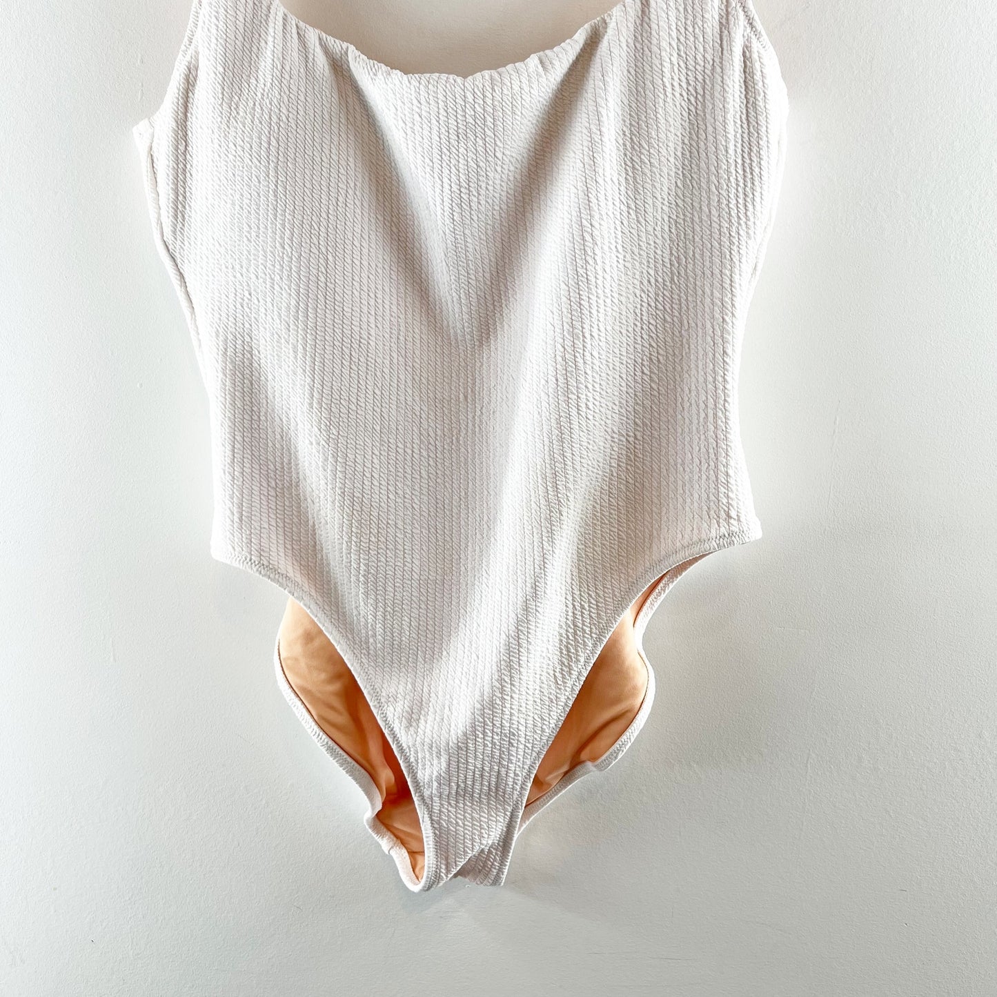 J. Crew Textured Square Neck One Piece Swimsuit White 14