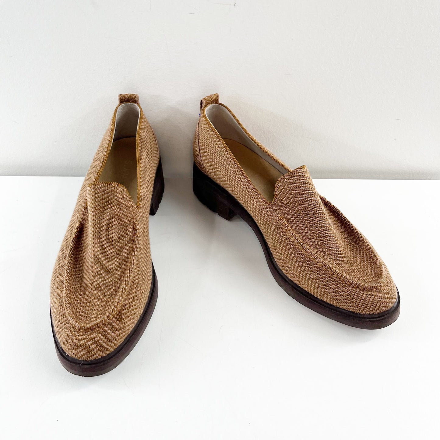 Rothy's The Lug Loafer Shoes Teak Herringbone Brown Tan 9