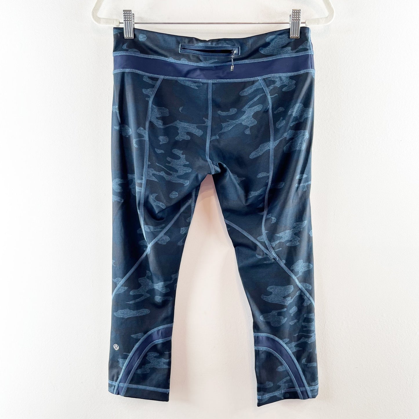 Lululemon Mid Rise Run Inspire Crop Camo Leggings Blue 8