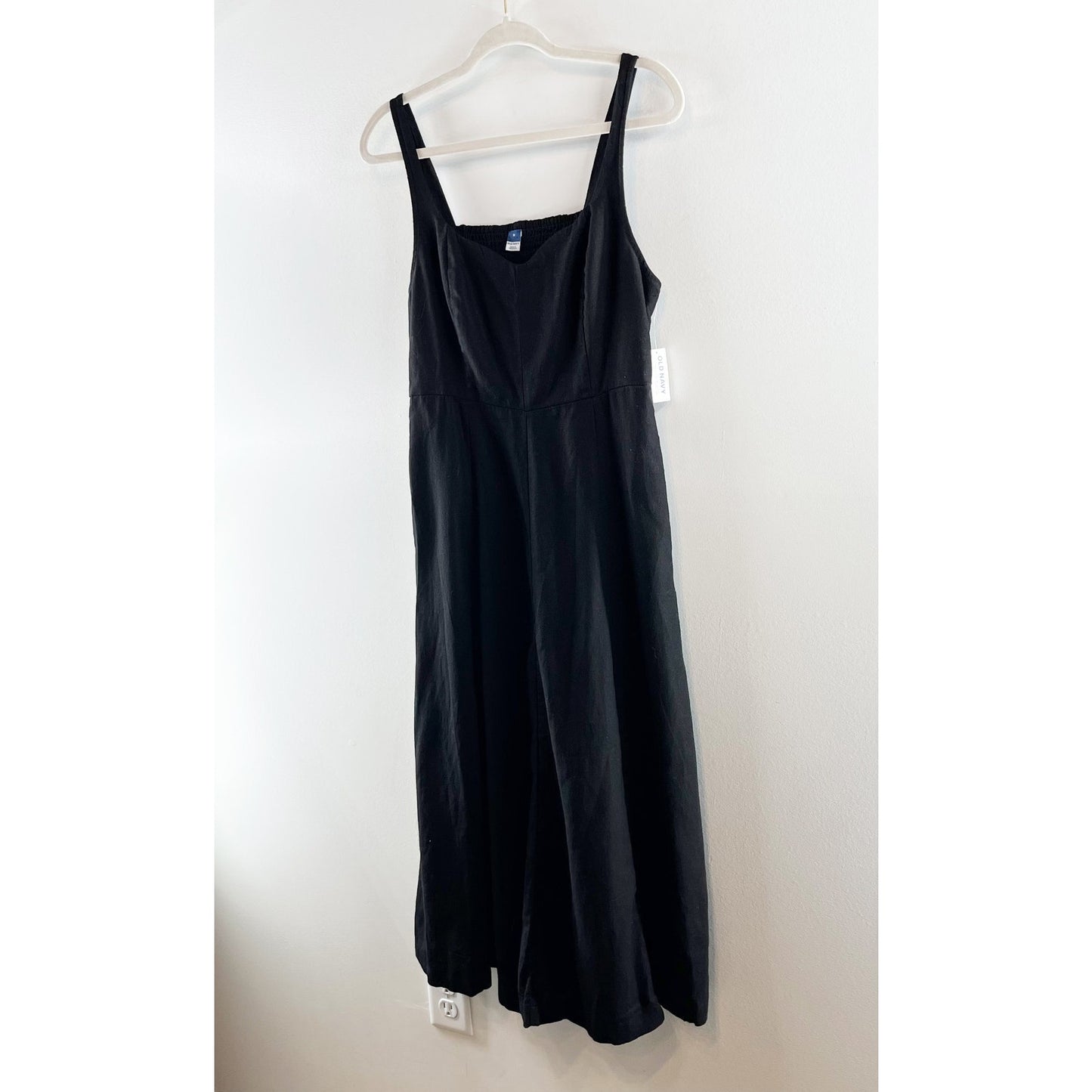 Old Navy Sweetheart Neckline Linen Blend Midi Dress Black Medium