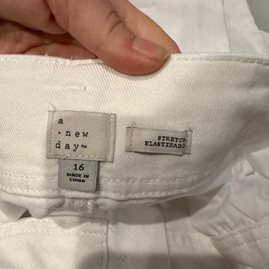 A New Day High Rise Wide Leg Belted Trouser Pants White 16