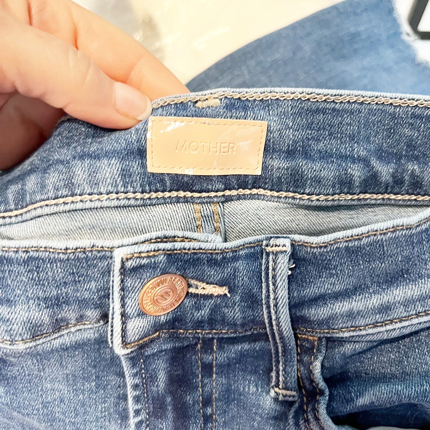 Mother The Hustler Ankle Fray High Rise Jeans Healing Jar Blue 26 / 2