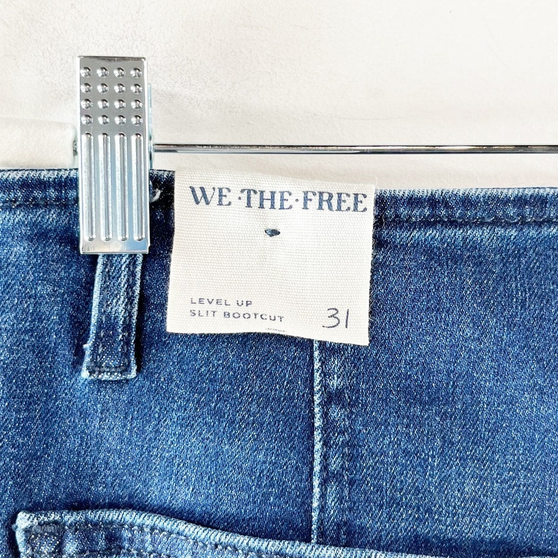 Free People High Rise Level Up Slit Bootcut Jeans Night Sky Blue 31 / 12