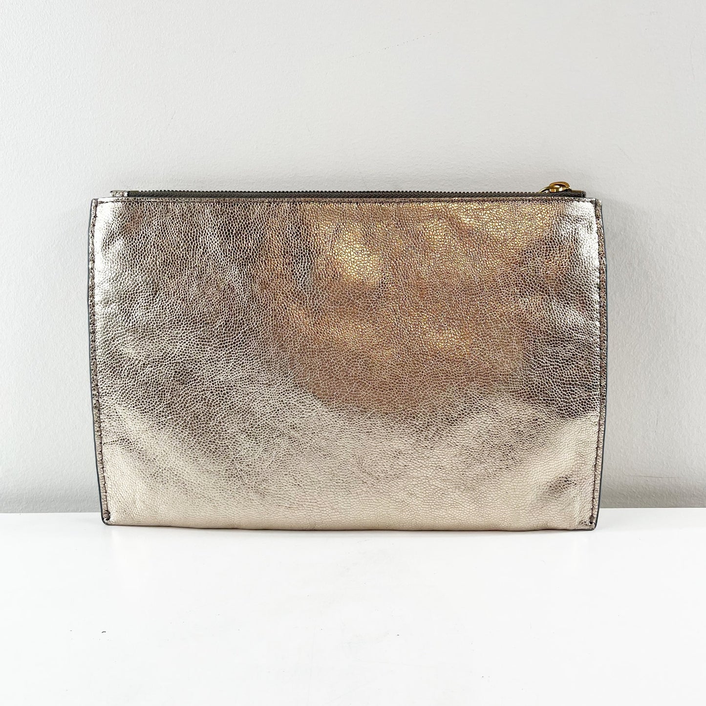 J. Crew Large Pouch Wallet in Italian Metallic Leather Gold