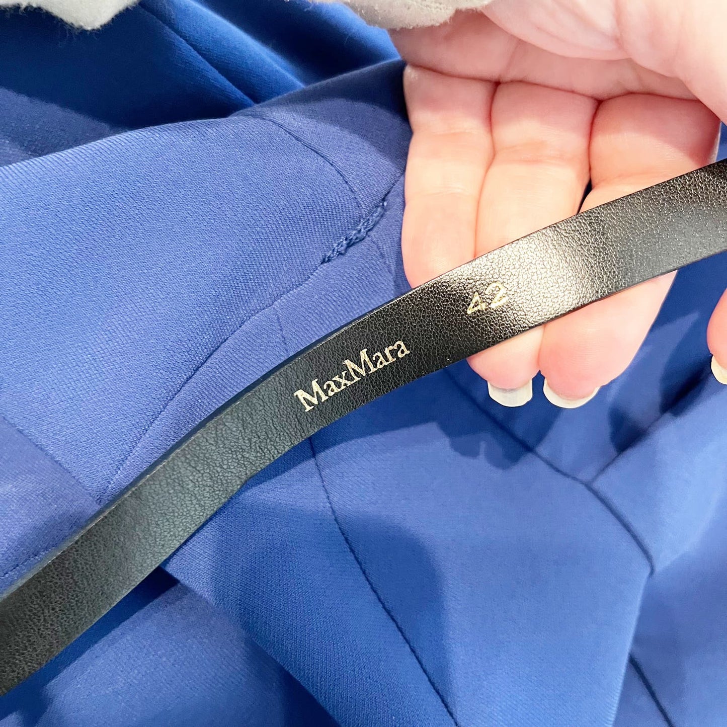 Max Mara Belted Sleeveless Sheath Knee Length Pencil Dress Royal Blue 12