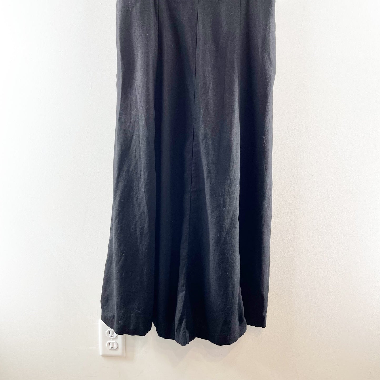 Old Navy Sweetheart Neckline Linen Blend Midi Dress Black Medium