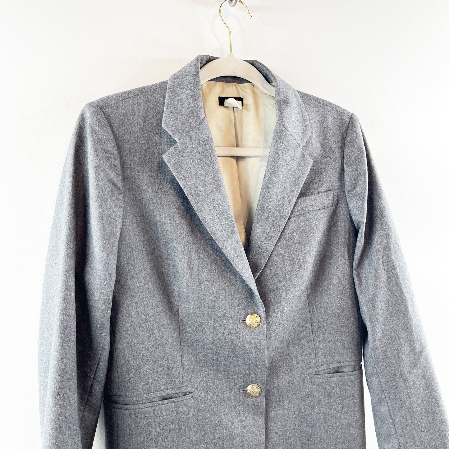 J. Crew Wool Schoolboy Double Button Blazer Jacket Gold Buttons Gray 8