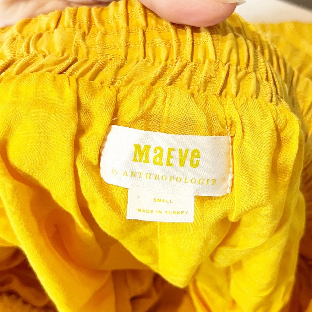 Maeve Anthropologie Tiered Pull On Boho Maxi Peasant Skirt Yellow Small