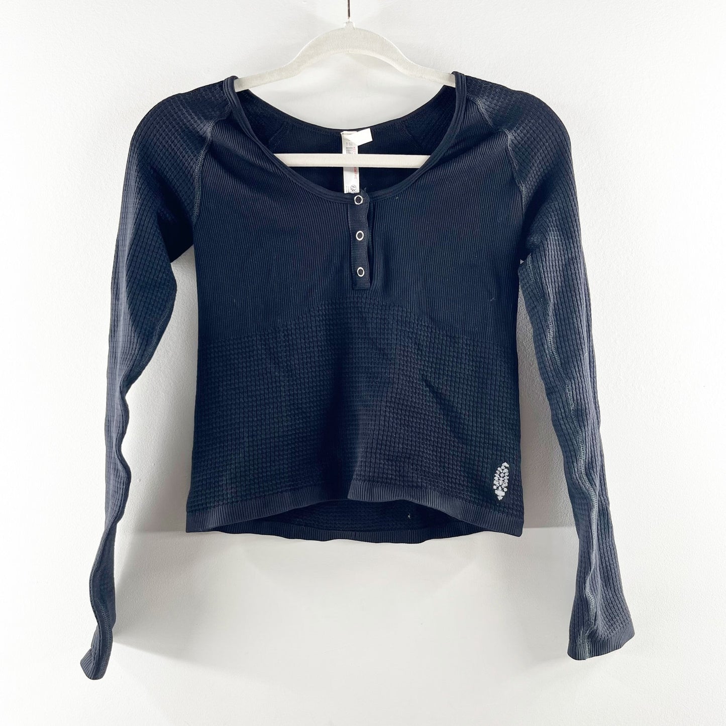 Free People Movement Bail Out Long Sleeve Cut-Out Back Top Black Medium Large