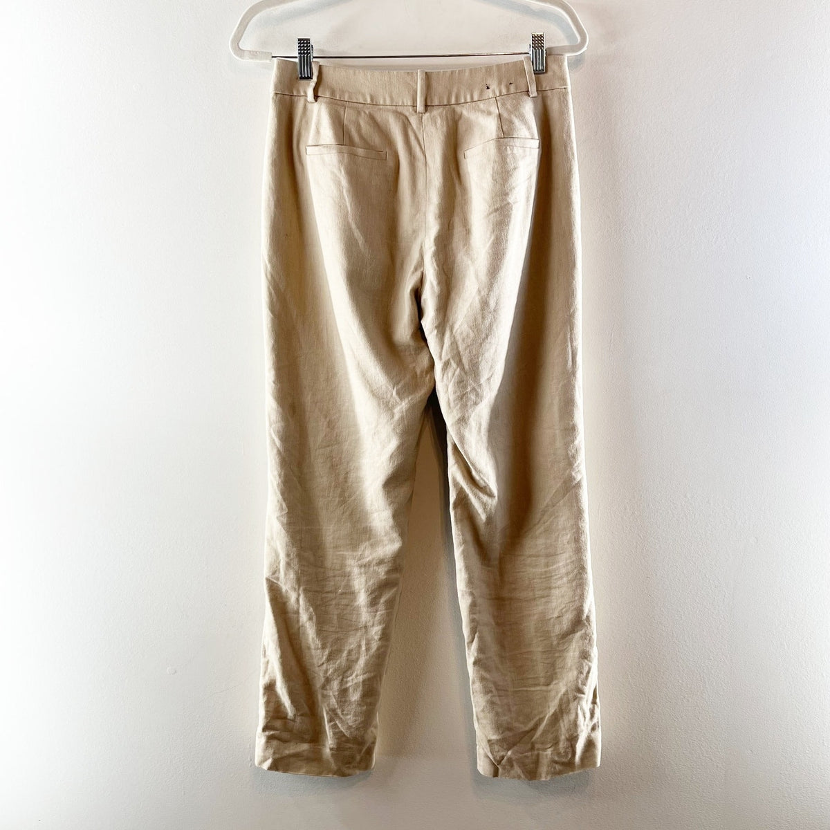 J. Crew Kallie Linen Blend Mid-Rise Straight Leg Trouser Pants Khaki Tan 2