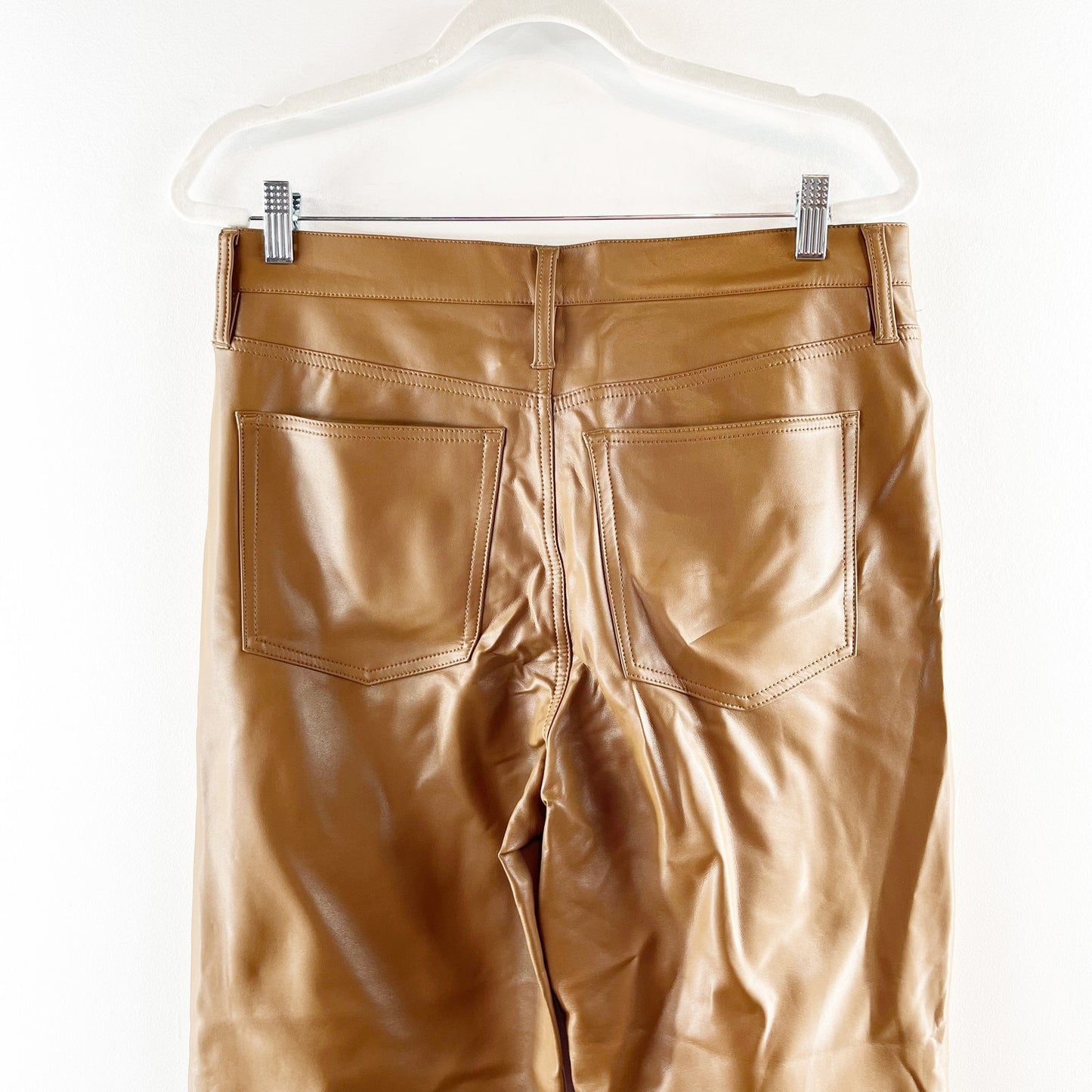 J. Crew Slim High Rise Cropped Faux Leather Pants in Rich Brown 30 Tall