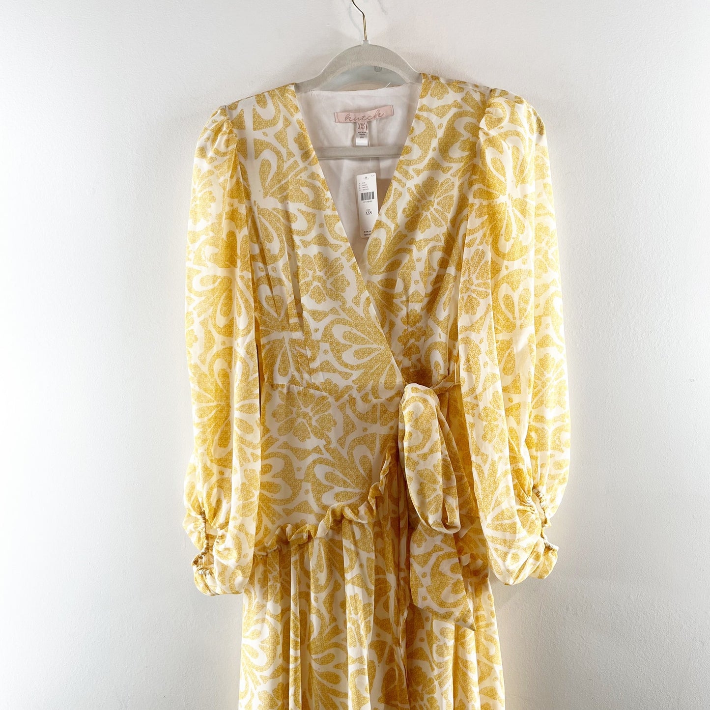 Hutch Anthropologie Geo Long Sleeve Wrap Midi Dress Yellow XXS