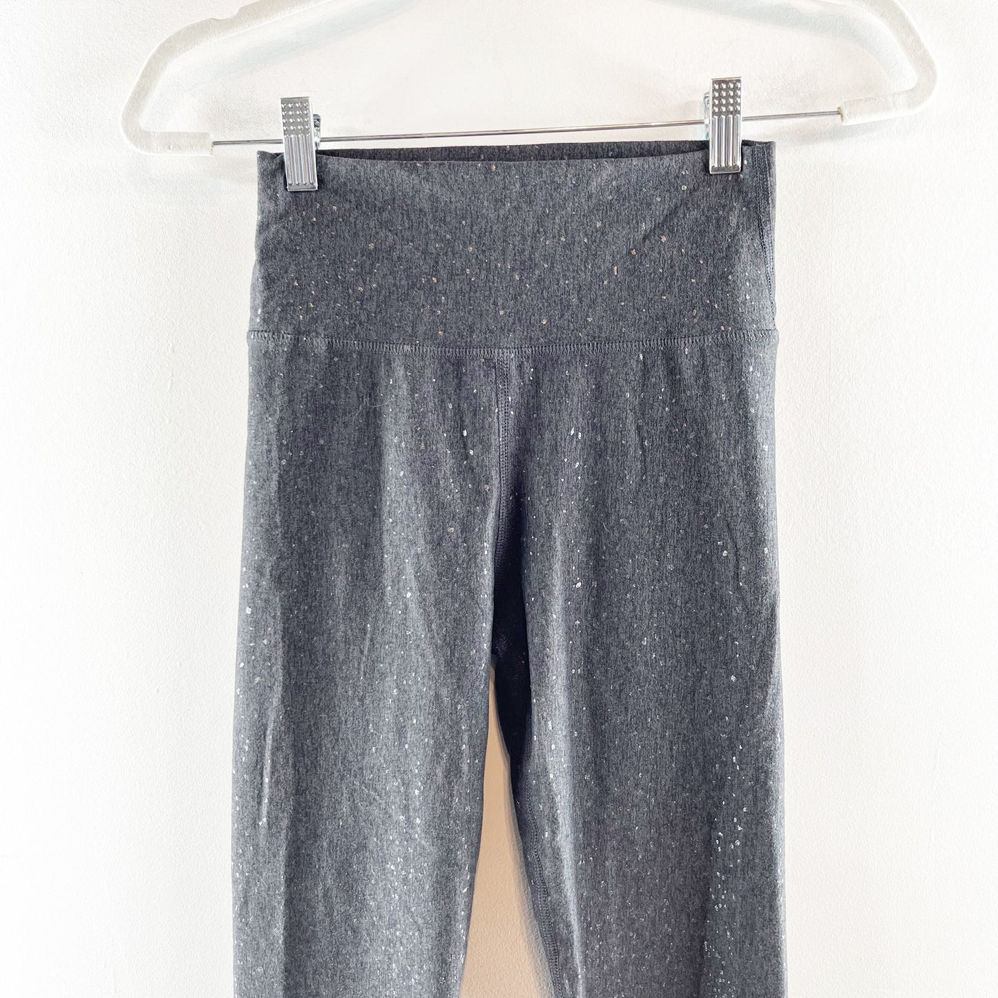 Carbon38 High Rise Foil Leggings in Melt Heather Gray Medium