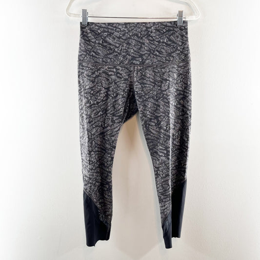 Lululemon Mid Rise Cropped Leggings Black Gray 10