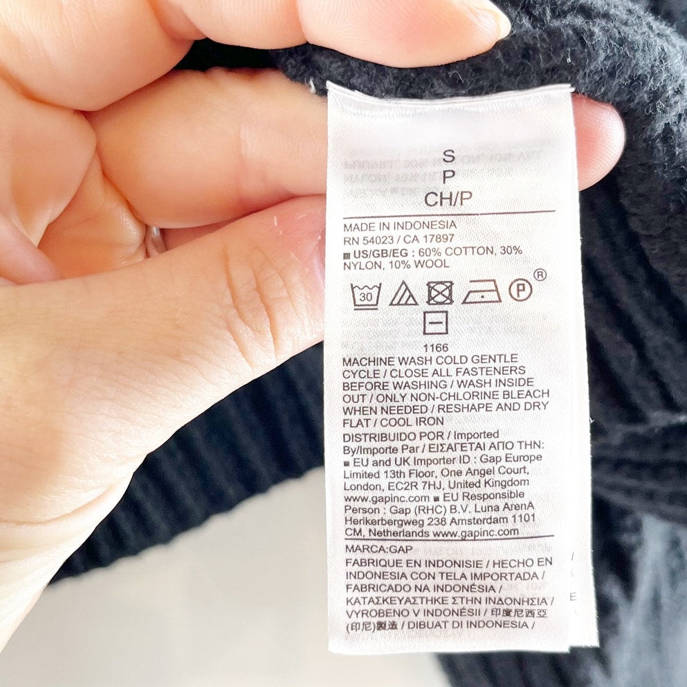 GAP Cotton Wool Blend Barrel Sleeve Cardigan Sweater Black Small