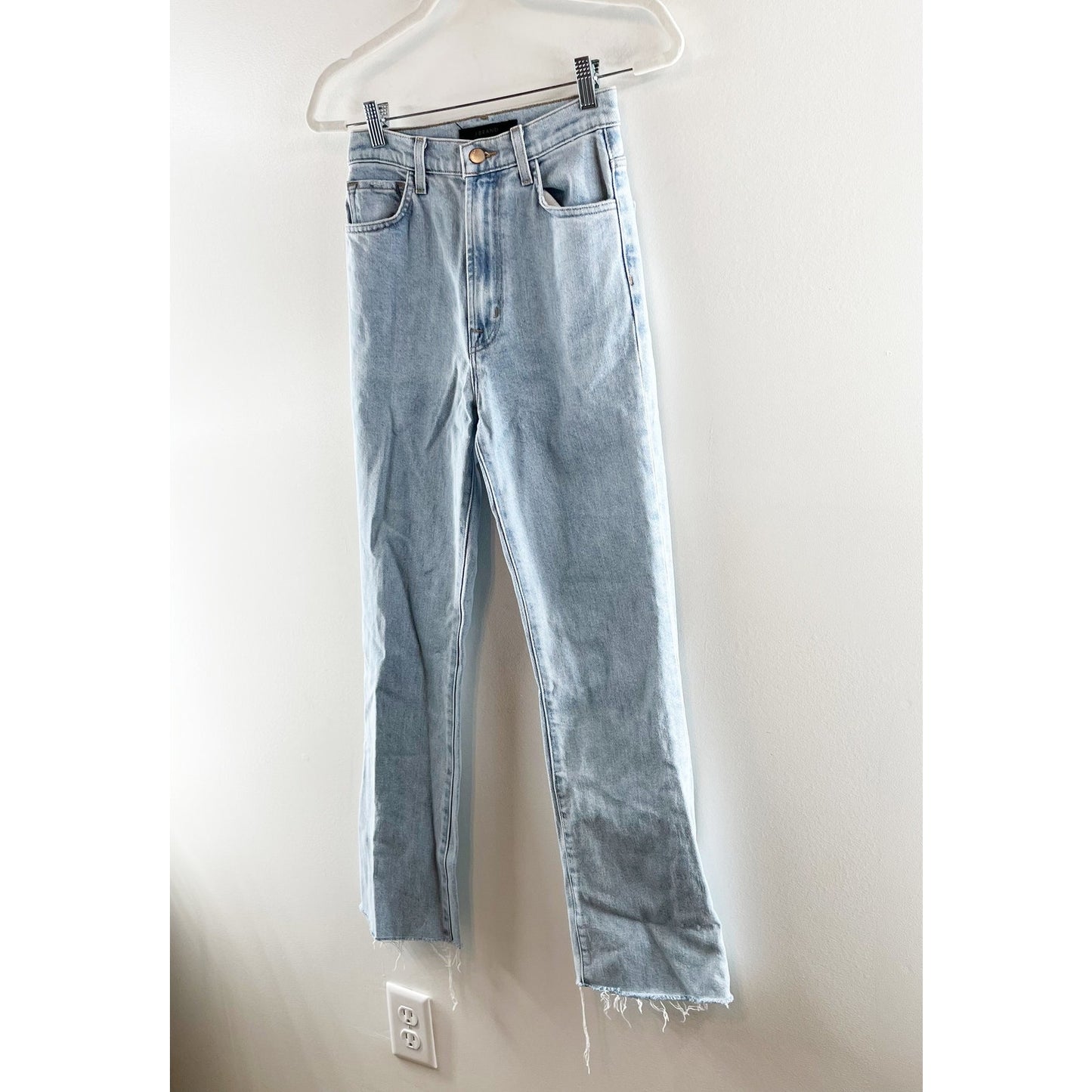 J. Crew High Rise Runway Bootcut Raw Hem Jeans in Gigi Raze Blue 25