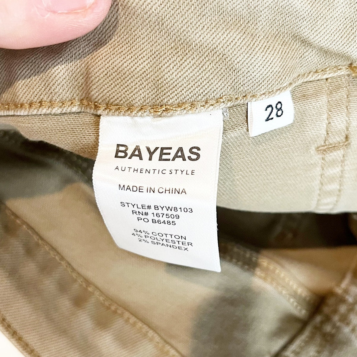 Bayeas Raw Hem High Waist Utility Wide Leg Jeans Faded Khaki Tan 28