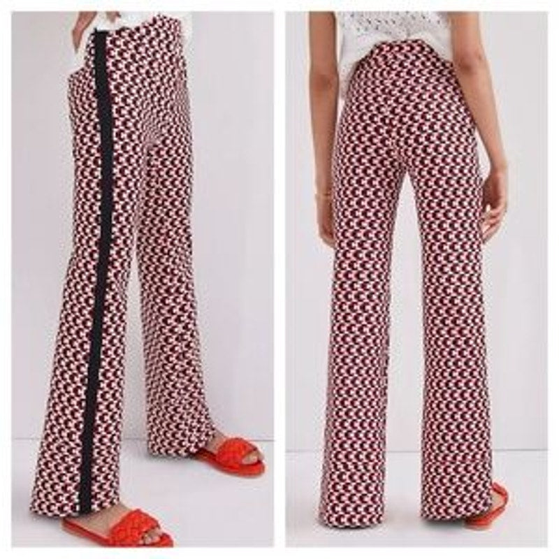 Maeve Anthropologie Pull On Bootcut Printed Pants Red Black Small