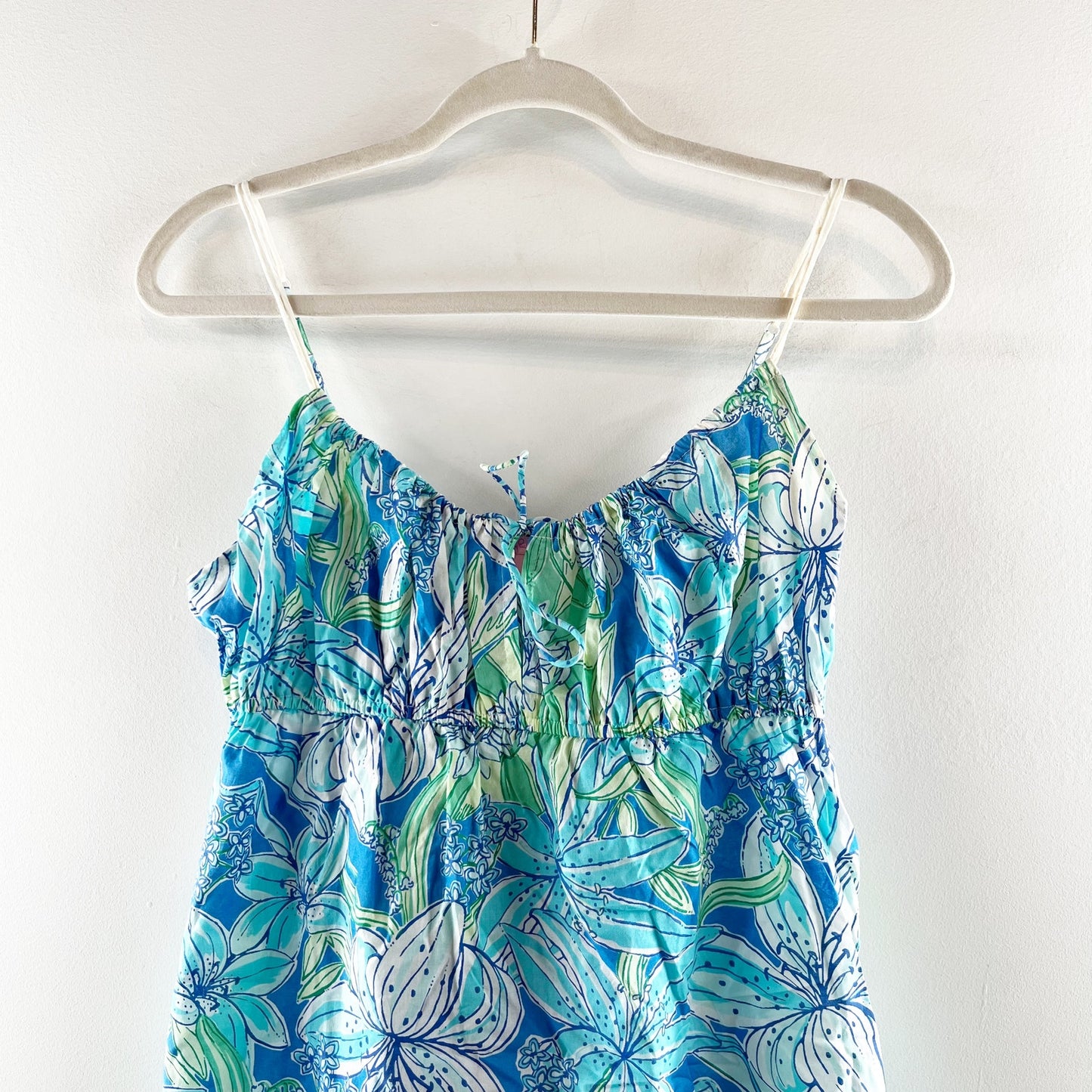 Lilly Pulitzer Tie Front Mini Slip Dress Pick of The Bunch Blue Large