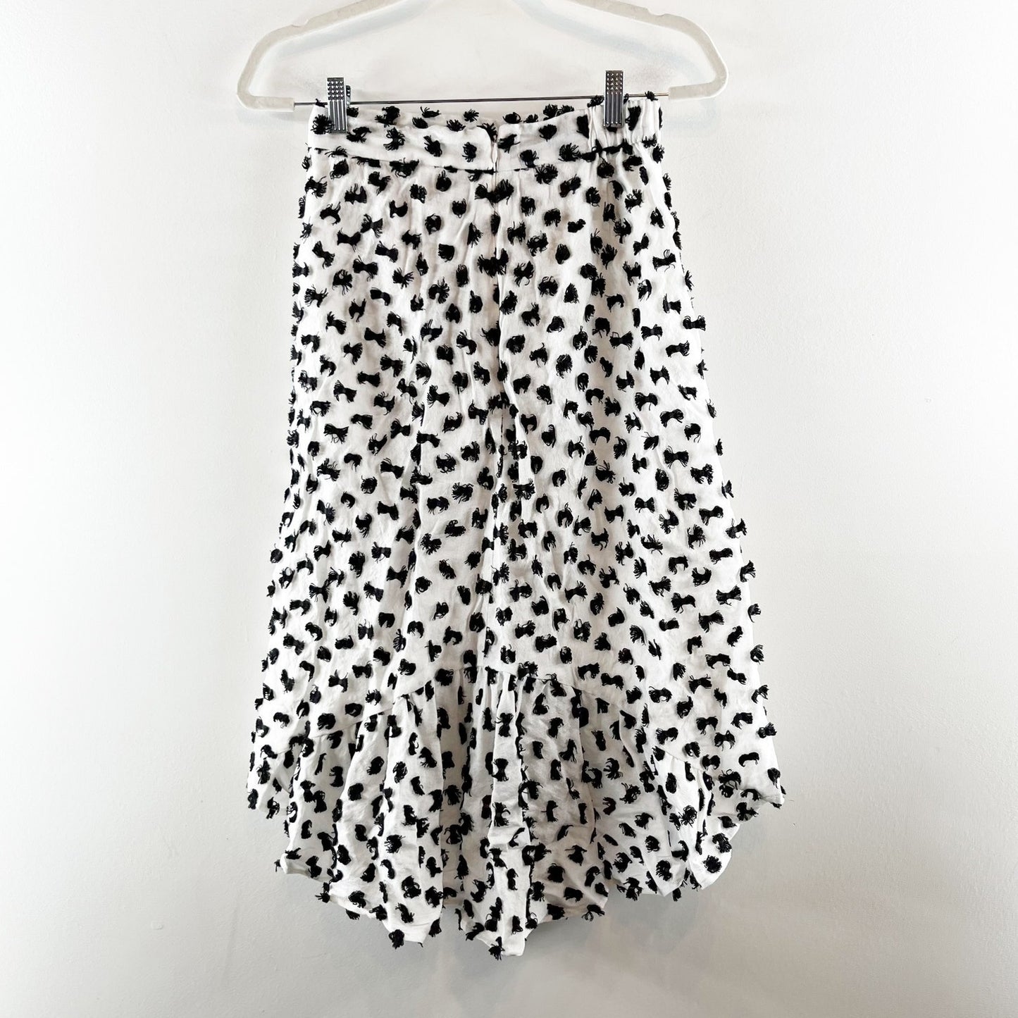 Anthropologie Eva Franco Mod Bow Embroidered Textured Midi Skirt White Black 4