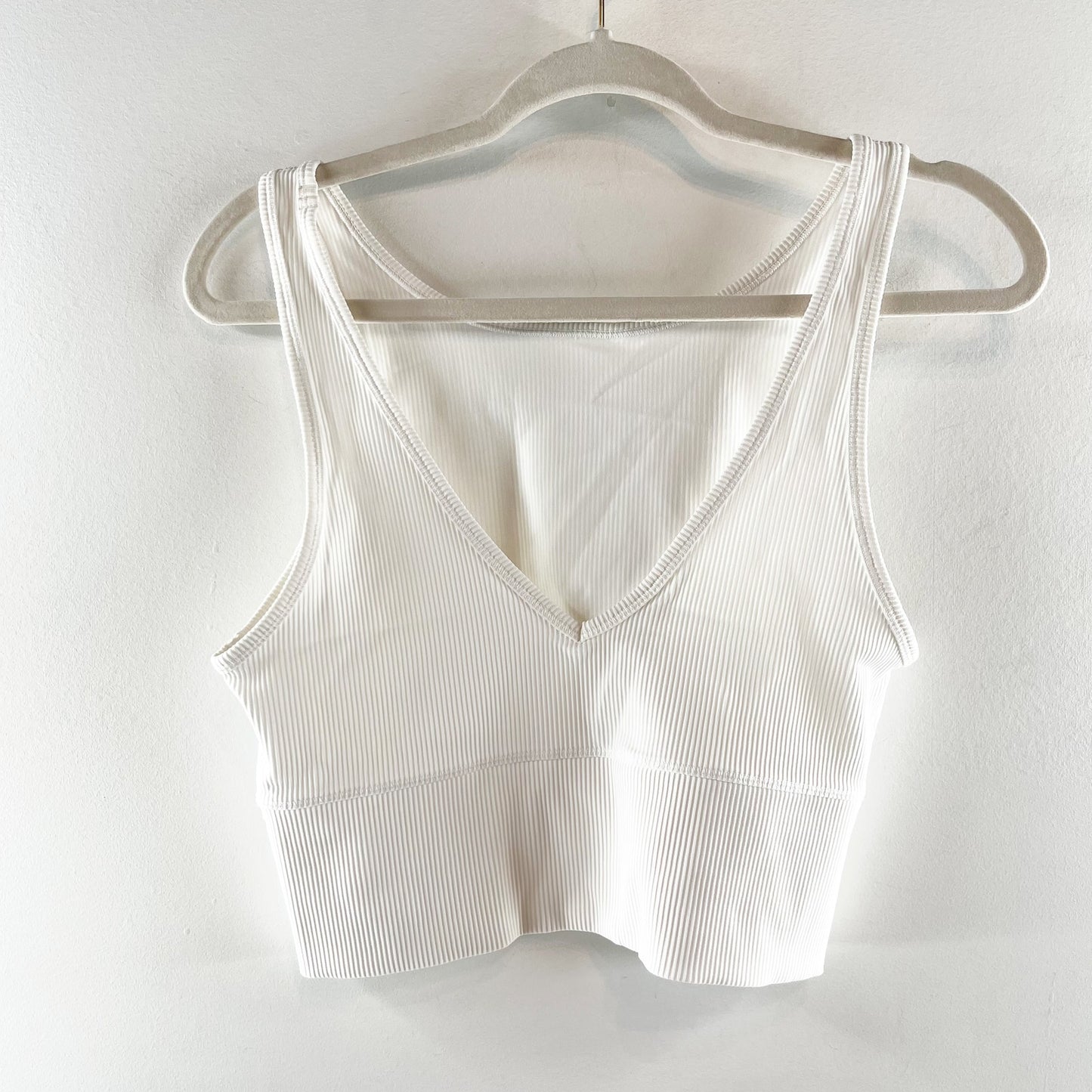 Lululemon Athletica Power Pivot Cropped Tank Top Rib White Medium