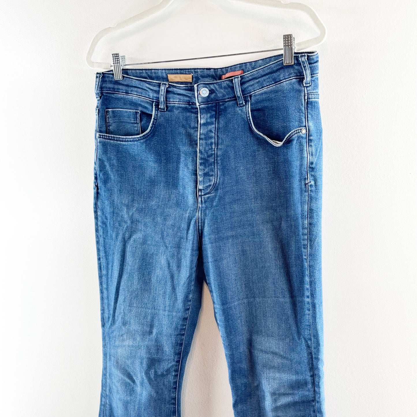 Pilcro Anthropologie High Rise Icon Bootcut Button Fly Jeans Stretch Blue 31