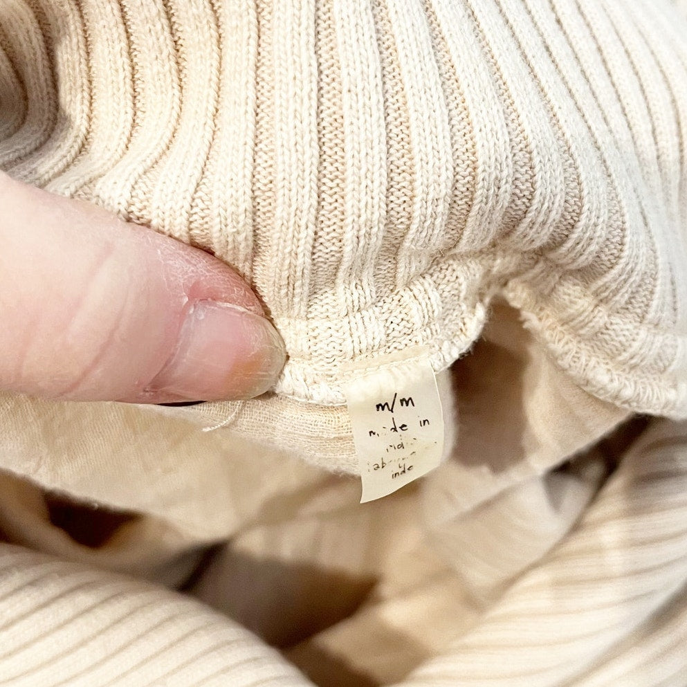 Free People Shiloh Quilted Long Sleeve Swing Sweatshirt Tan Beige Medium