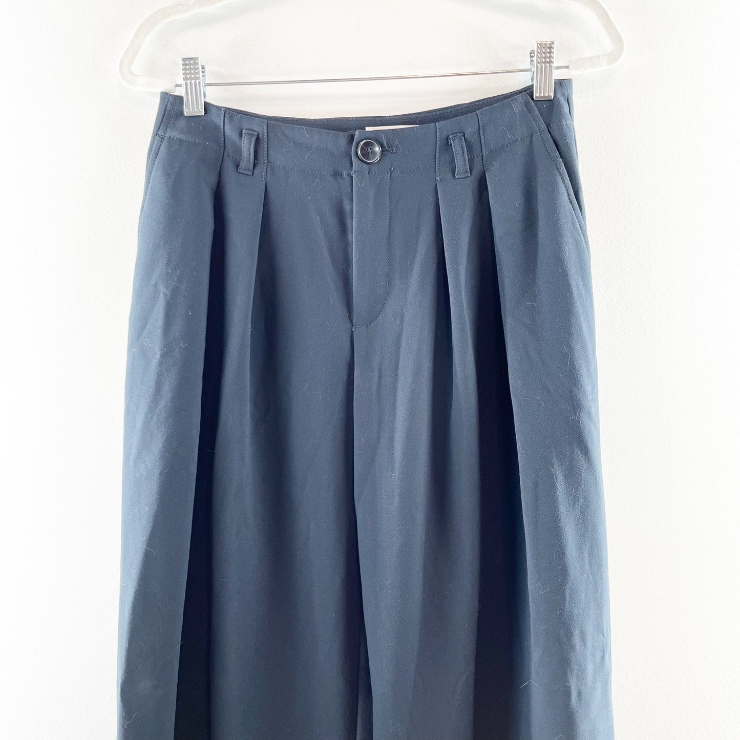 Maeve Anthropologie High Rise Pleated Front Wide Leg Trouser Pants Navy Blue 6