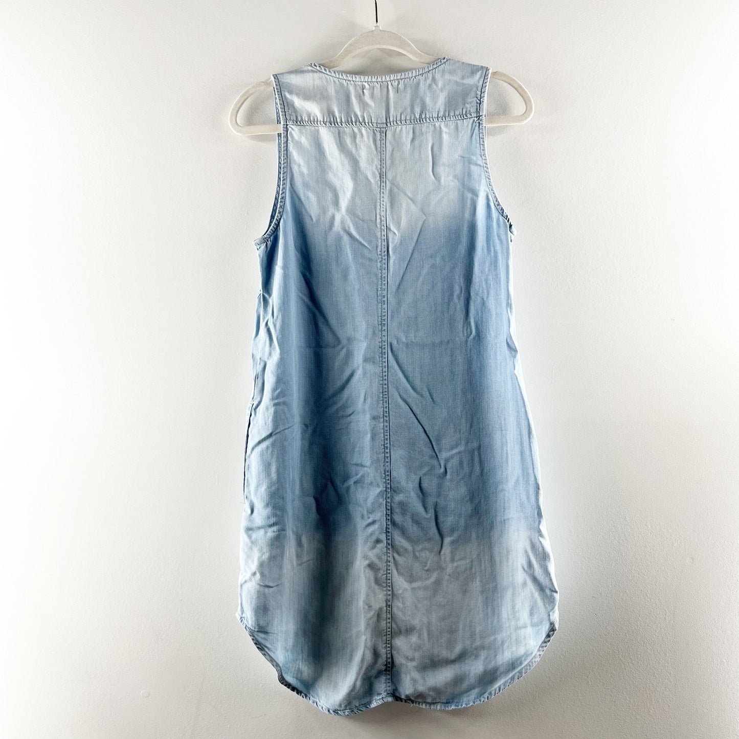 Cloth & Stone Chambray Sleeveless Seams High Low Tunic Dress Blue Bay Wash Small