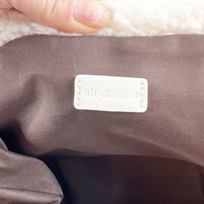 Ah Dorned Sherpa Flap Clutch Purse Wallet Ivory Cream