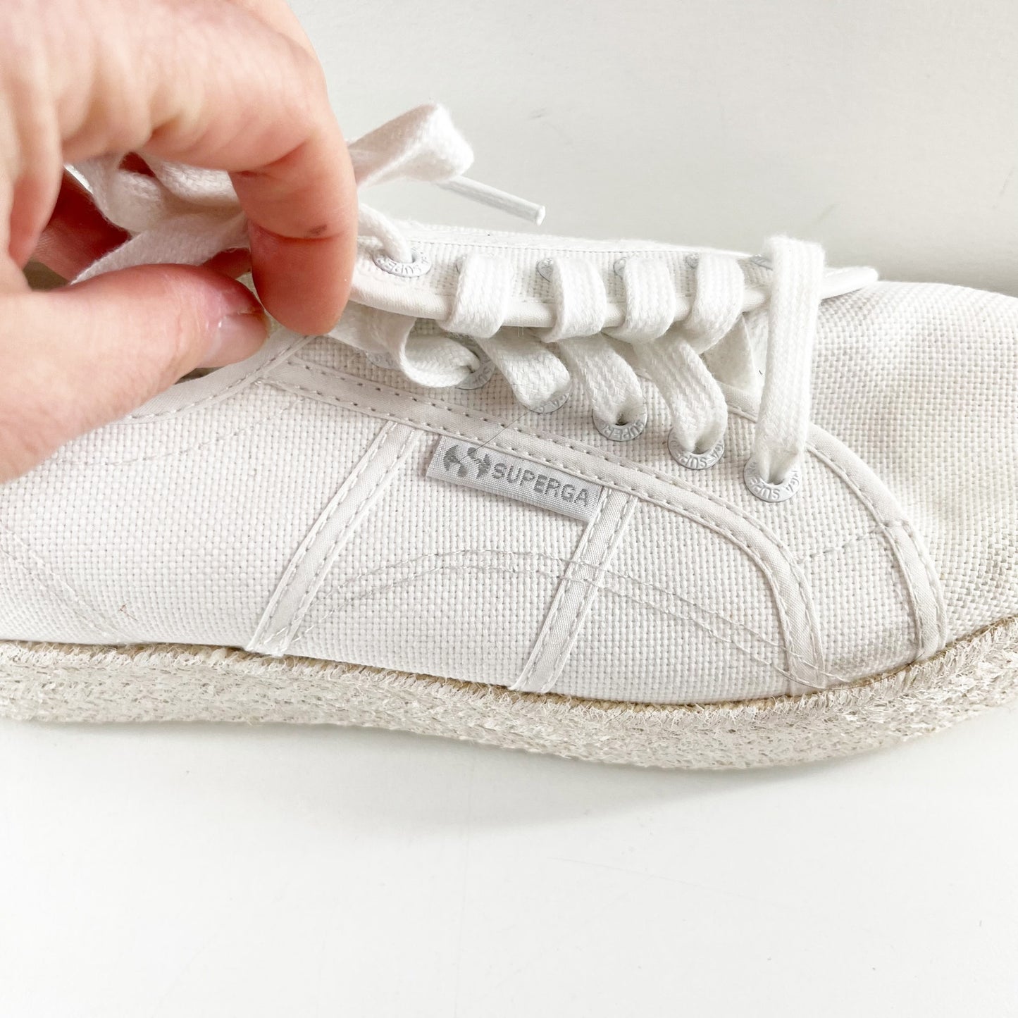 Superga Platform Canvas Shoes Sneakers Lace Up White 8