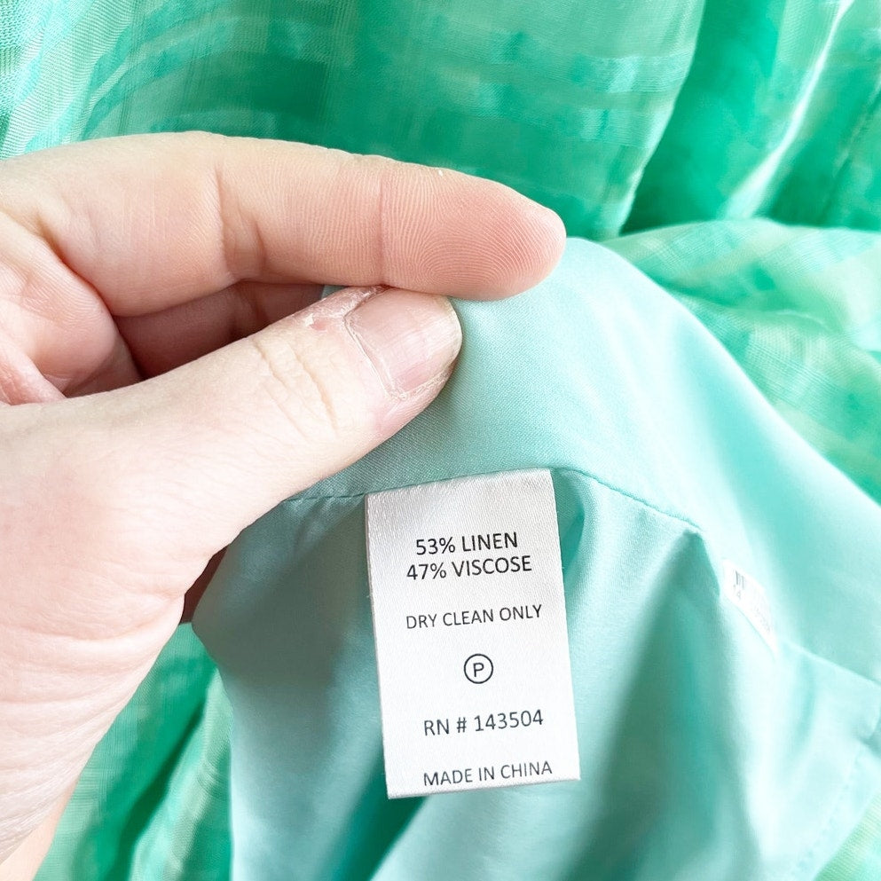 Marie Oliver Indy Short Sleeve Lined Linen Blend Maxi Dress Green Small