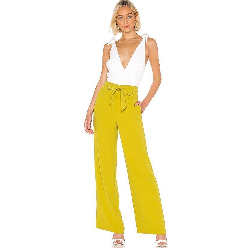 Lovers + Friends Topaz Wide Leg Trouser Pants Lime Green XS